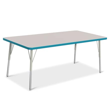 Jonti-Craft Berries Rectangle Activity Table, 30 in. x 60 in., A-height, Freckled Gray/Teal/Gray 6408JCA005